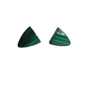 Vintage Estate Malachite Sterling Sliver 925 J Gomez Signed post earrings shield